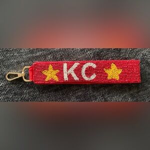KC Chiefs Beaded Keychain wristlet